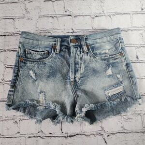Blank NYC Distressed High Waisted Denim Jean Shorts Cutoffs Size 24